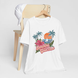 Sunshine And Good Vibes Tropical Beach Tee Shirt