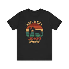 Load image into Gallery viewer, Just A Girl Who Loves Horses Retro Sunset Tee Shirt