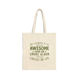 Funny Awesome Cook Green Typography Quote Canvas Tote Bag