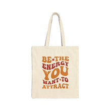 Load image into Gallery viewer, Energy Attraction Retro Typography Affirmation Canvas Tote Bag