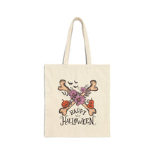 Load image into Gallery viewer, Happy Halloween Little Pumpkin Cross Bones Canvas Tote Bag