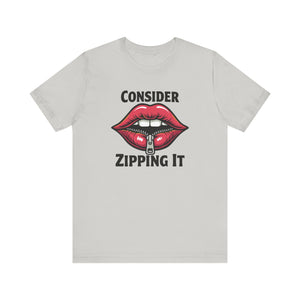 Consider Zipping It Sarcastic Remark Retro Lips Graphic T-Shirt