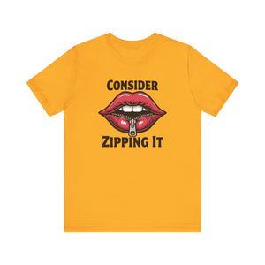 Consider Zipping It Sarcastic Remark Retro Lips Graphic T-Shirt