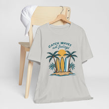 Load image into Gallery viewer, Catch Waves Not Feelings Tropical Surf Short Sleeve Tee Shirt