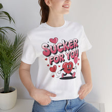 Load image into Gallery viewer, Retro Graphic Hearts Sucker For You Quote Valentine&#39;s Day Tee Shirt For Lovers