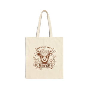 Salty Heifer Brown Cow Rockstar Canvas Tote Bag