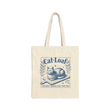 Load image into Gallery viewer, Sarcastic Cat Loaf Blue Typography Quote Canvas Tote Bag