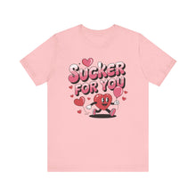 Load image into Gallery viewer, Retro Graphic Hearts Sucker For You Quote Valentine&#39;s Day Tee Shirt For Lovers