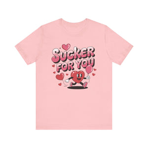 Retro Graphic Hearts Sucker For You Quote Valentine's Day Tee Shirt For Lovers