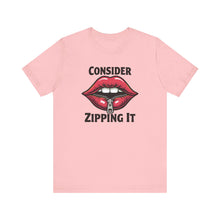 Load image into Gallery viewer, Consider Zipping It Sarcastic Remark Retro Lips Graphic T-Shirt