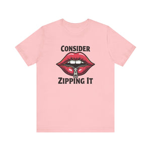 Consider Zipping It Sarcastic Remark Retro Lips Graphic T-Shirt