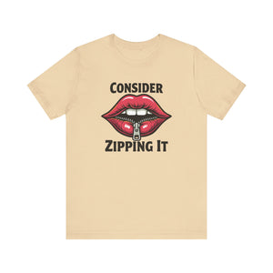 Consider Zipping It Sarcastic Remark Retro Lips Graphic T-Shirt