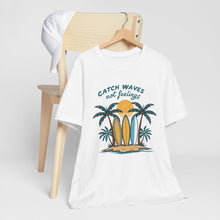 Load image into Gallery viewer, Catch Waves Not Feelings Tropical Surf Short Sleeve Tee Shirt