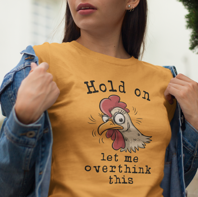 Funny Overthinking Stuff Rooster Quote Short Sleeve Tee Shirt