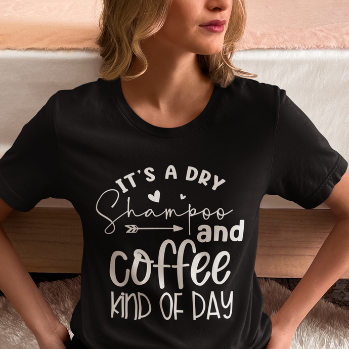 Shampoo And Coffee Quote Typography Short Sleeve Tee Shirt