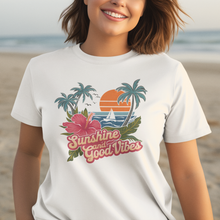 Load image into Gallery viewer, Sunshine And Good Vibes Tropical Beach Tee Shirt