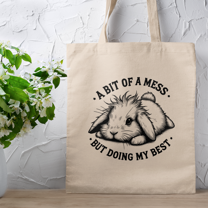 Cute Emotional Rabbit Canvas Tote Bag