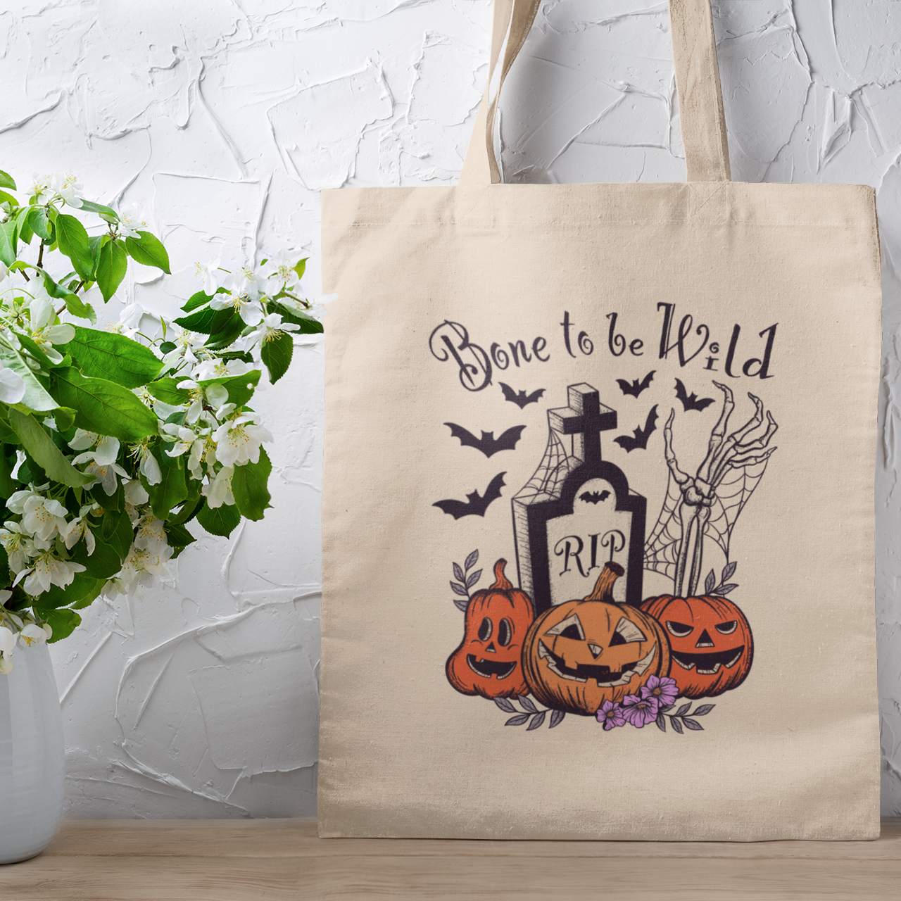 Spooky Pumpkins Halloween Canvas Tote Bag