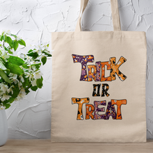 Load image into Gallery viewer, Fancy Trick Or Treat Halloween Ghost And Goblin Canvas Tote Bag