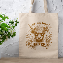 Load image into Gallery viewer, Salty Heifer Brown Cow Rockstar Canvas Tote Bag