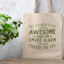 Load image into Gallery viewer, Funny Awesome Cook Green Typography Quote Canvas Tote Bag