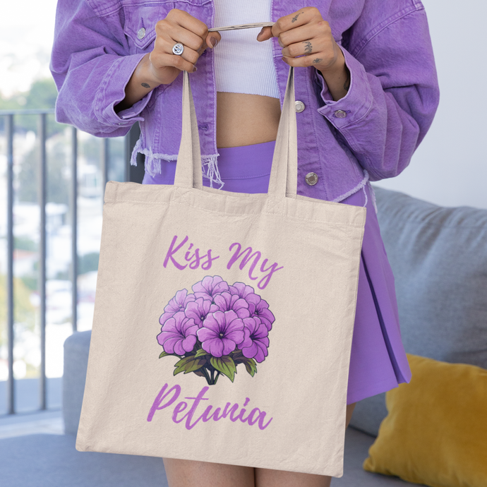 Sarcastic Kiss My Petunia Quote Canvas Tote Bag