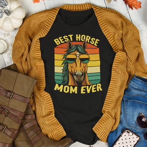 Best Horse Mom Ever Retro Sunset Tee Shirt