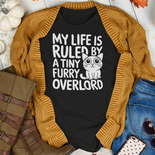 Load image into Gallery viewer, My Life Is Ruled By A Tiny Furry Overlord Cute Cat T-Shirt