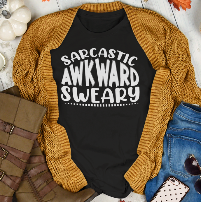 Sarcastic Awkward And Sweary Typography Tee Shirt