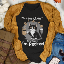 Load image into Gallery viewer, Funny Retirement Coffee T-Shirt For Cat Lovers