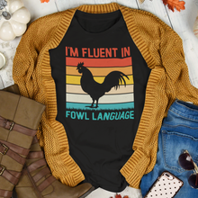 Load image into Gallery viewer, Humorous Fowl Language Rooster Retro Sunset Tee Shirt