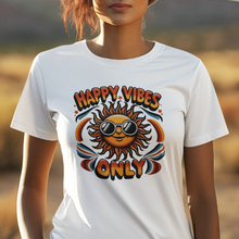 Load image into Gallery viewer, Happy Vibes Only Retro Sun Tee Shirt