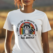 Load image into Gallery viewer, Your Little Ray Of Sarcastic Sunshine Racoon Tee Shirt