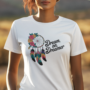 Dream On Dreamer Boho Hippie Dreamcatcher Tee Shirt