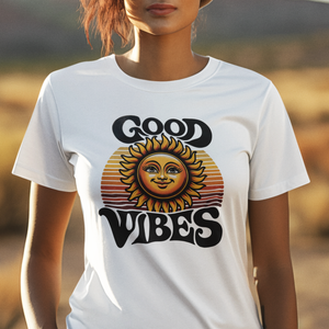 Good Vibes Retro Sun Tee Shirt